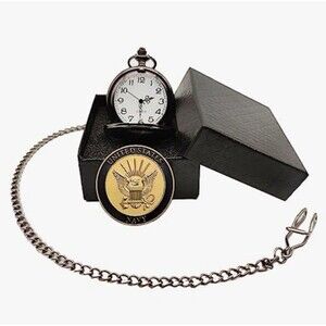 Gifts for Navy Veteran Pocket Watch I Am A Veteran w/ Saiilor's Creed Coin NEW